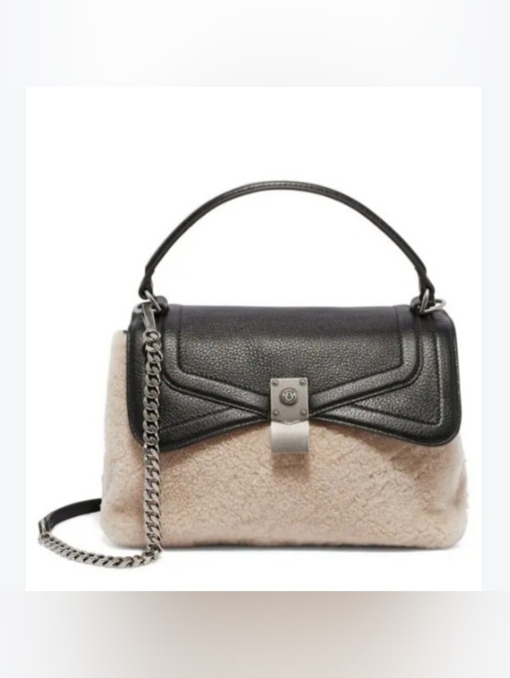 Aimee Last Night Shearling Leather Top Handle Bag